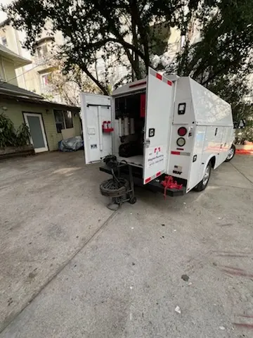 Magnet Plumbing service vehicle on-site for Sewer Line Repair in California Gardens